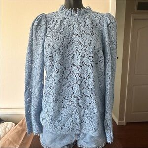 GAP French Blue Lace Long Sleeved Blouse